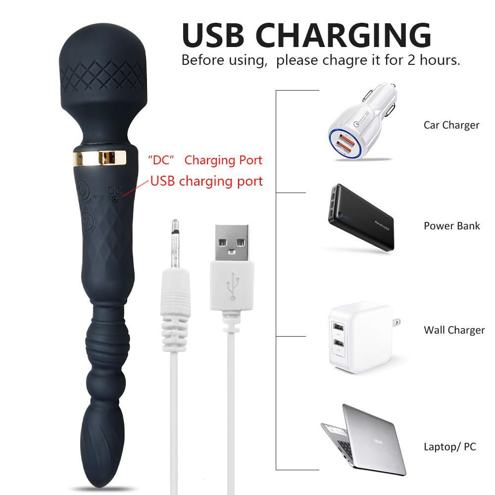 Rechargeable Double Ended Vibrating Massage Wand & Anal Vibrator, 10 Function