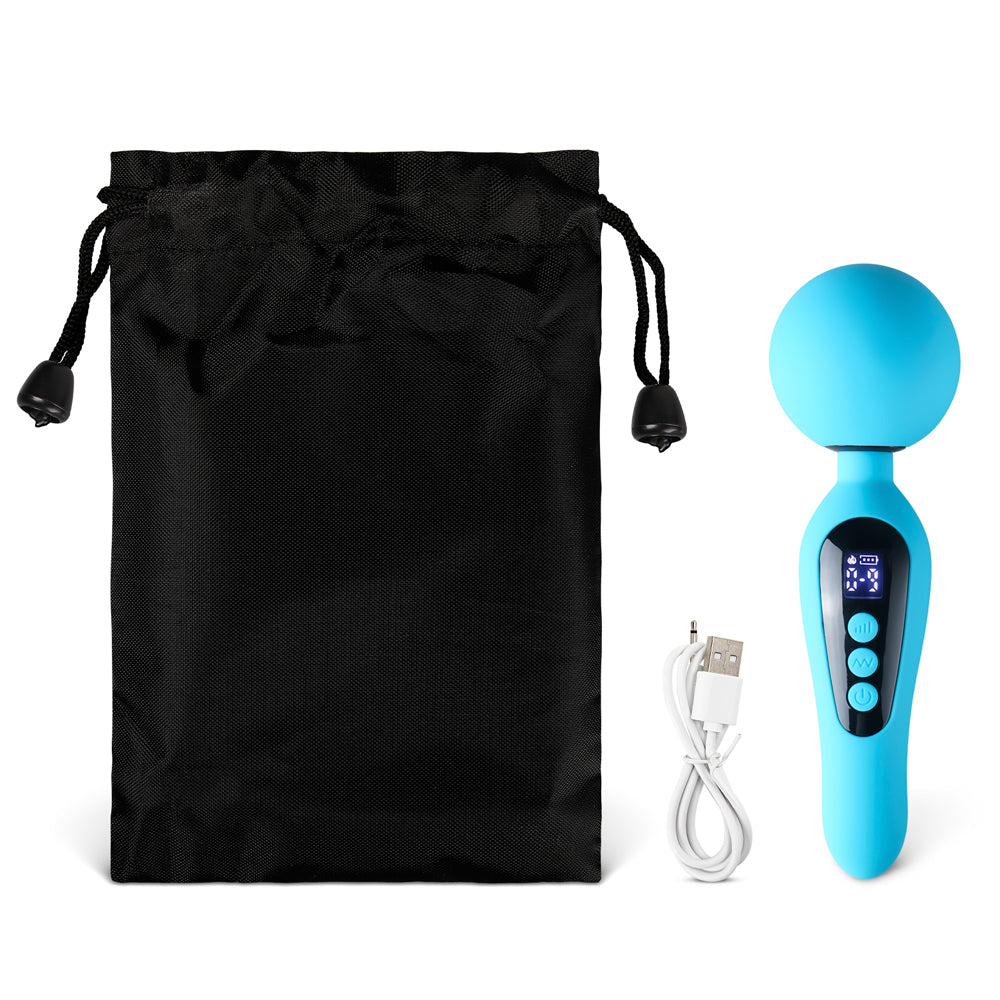 LED Display Rechargeable Warming Massage Wand Vibrator, 17 Function