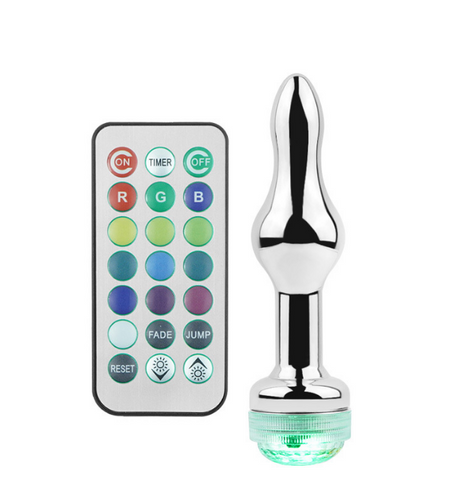 Light Up LED Metallic Butt Plug VII with 21 Key Remote