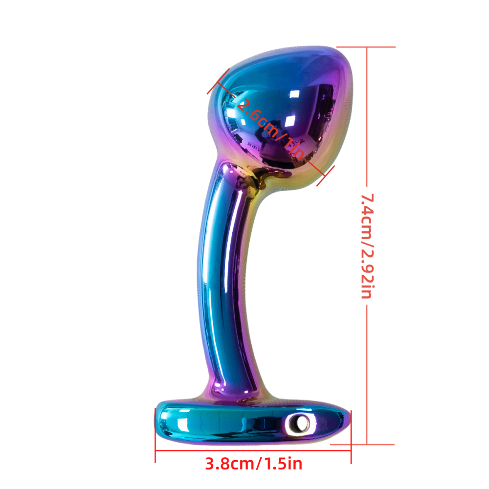 Small Curved Iridescent Metal Butt Plug 2.5 inch
