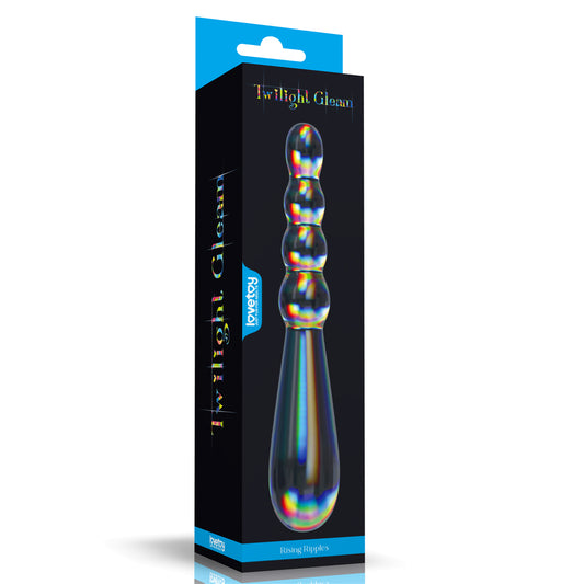 Lovetoy Twilight Gleam Rising Ripples Double Ended Glass Dildo, 7.5 inch