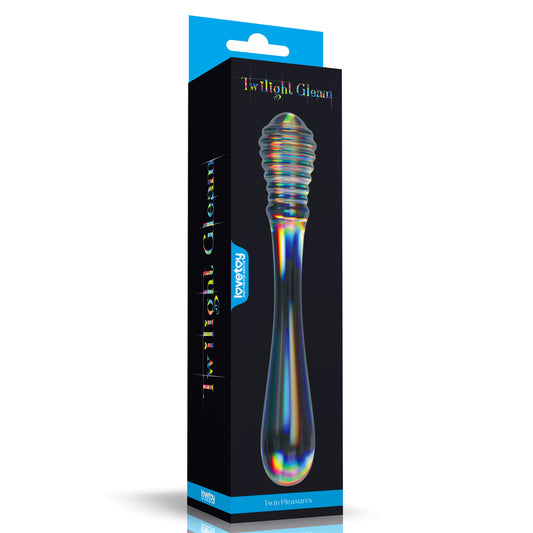 Lovetoy Twilight Gleam Twin Pleasures Double Ended Glass Dildo, 8 inch