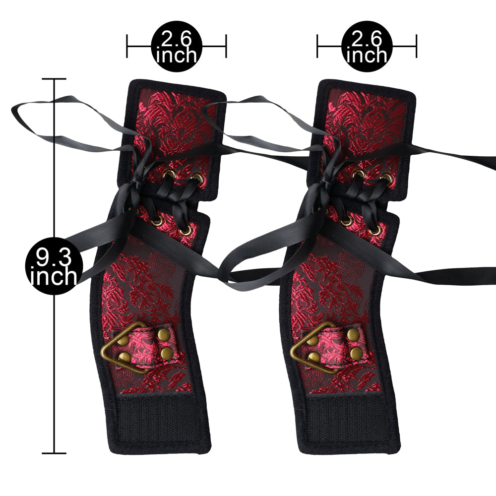 Lace Handcuffs with Bronze Hardware & D-Ring