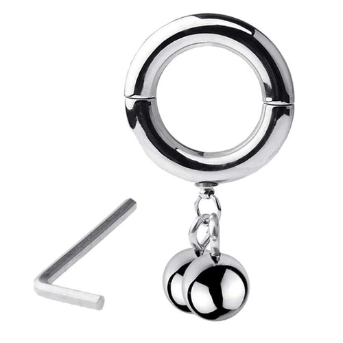 Metal Cock Ring with Two Gravity Ball & Wrench and Screw