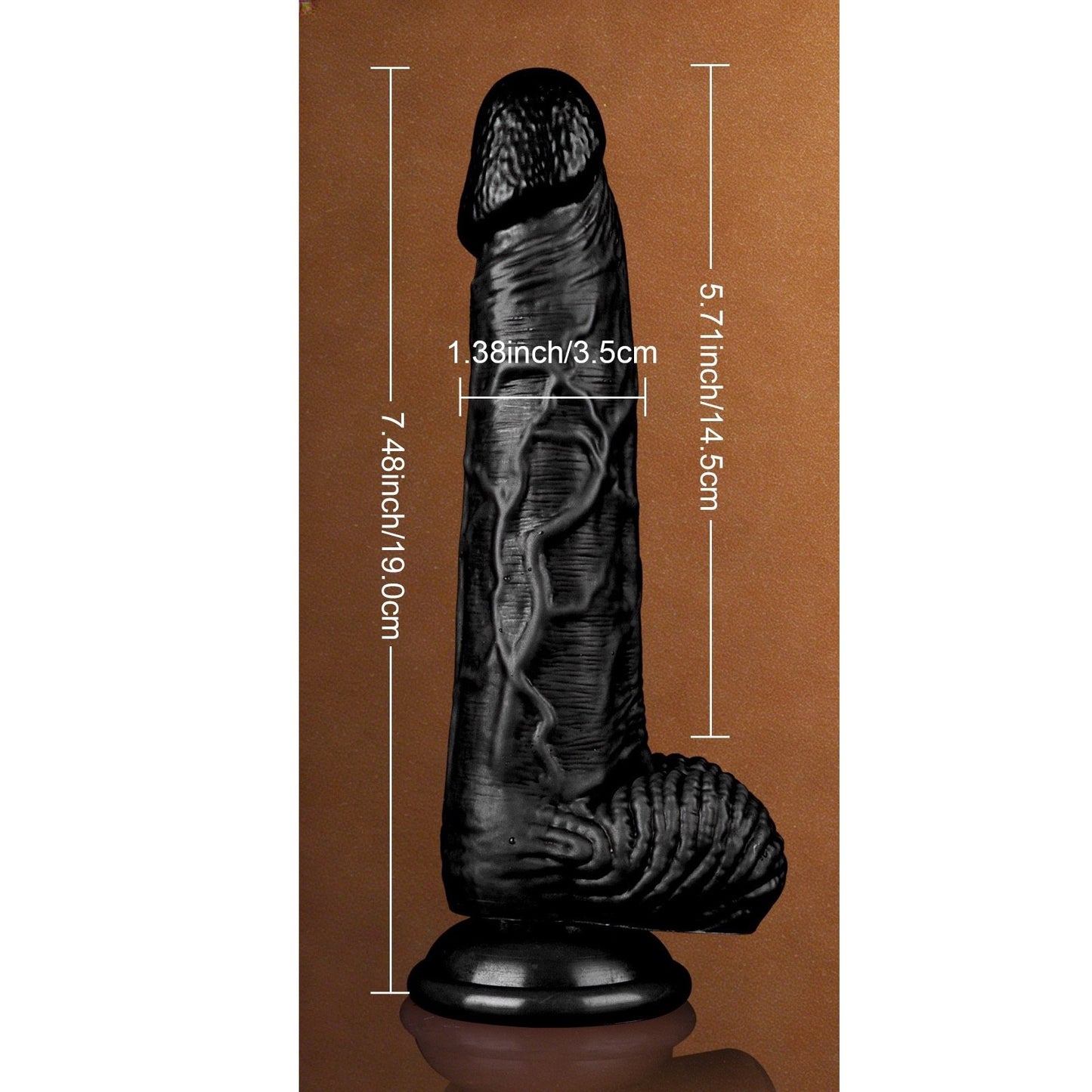Realistic Suction Cup Dildo with Balls 7.5 inch (6 inch insertable)