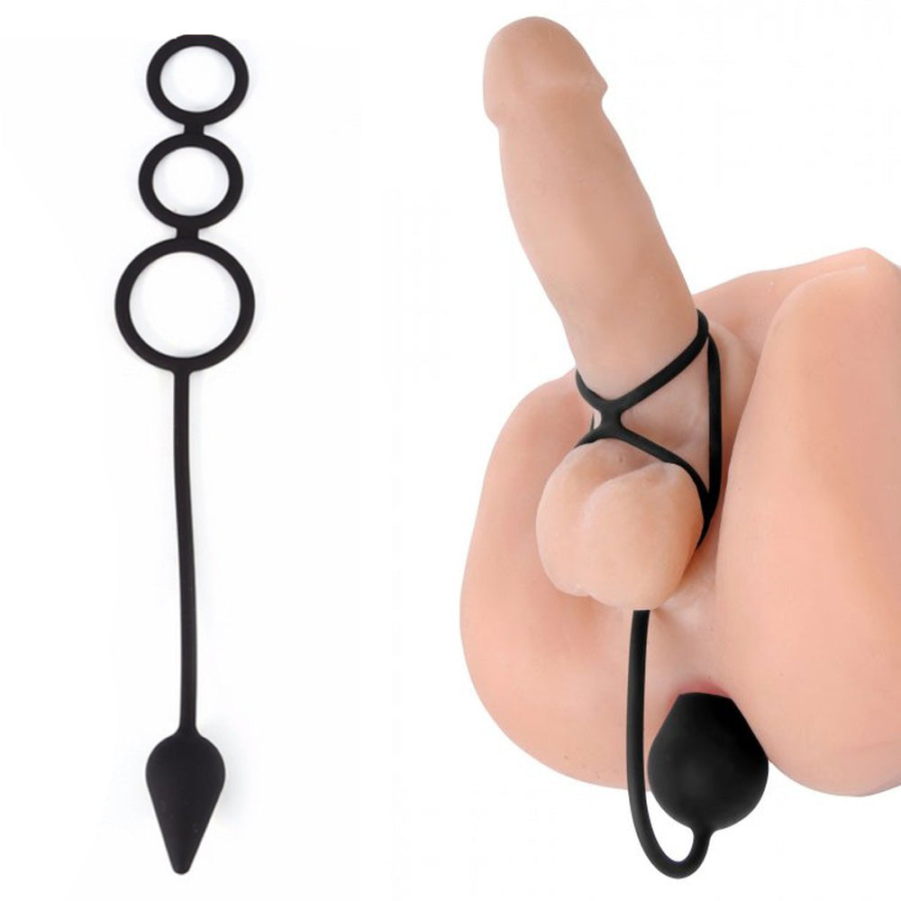 Triple Threat Tri-Cock Ring and Prostate Anal Plug honeypleasures Triple Threat Tri-Cock Ring and Prostate Anal Plug honeypleasures