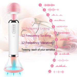 4 in 1 Rechargeable Tongue & Wand Vibrator