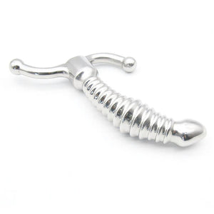 Threaded Metal Dildo with Ball End S Handle