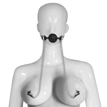 Load image into Gallery viewer, Lovetoy Breathable Ball Gag With Nipple Clamp