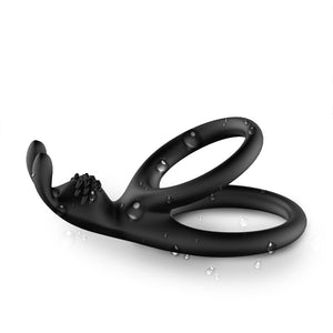 Silicone Rabbit Dual Penis Ring with Clitoral Stimulator