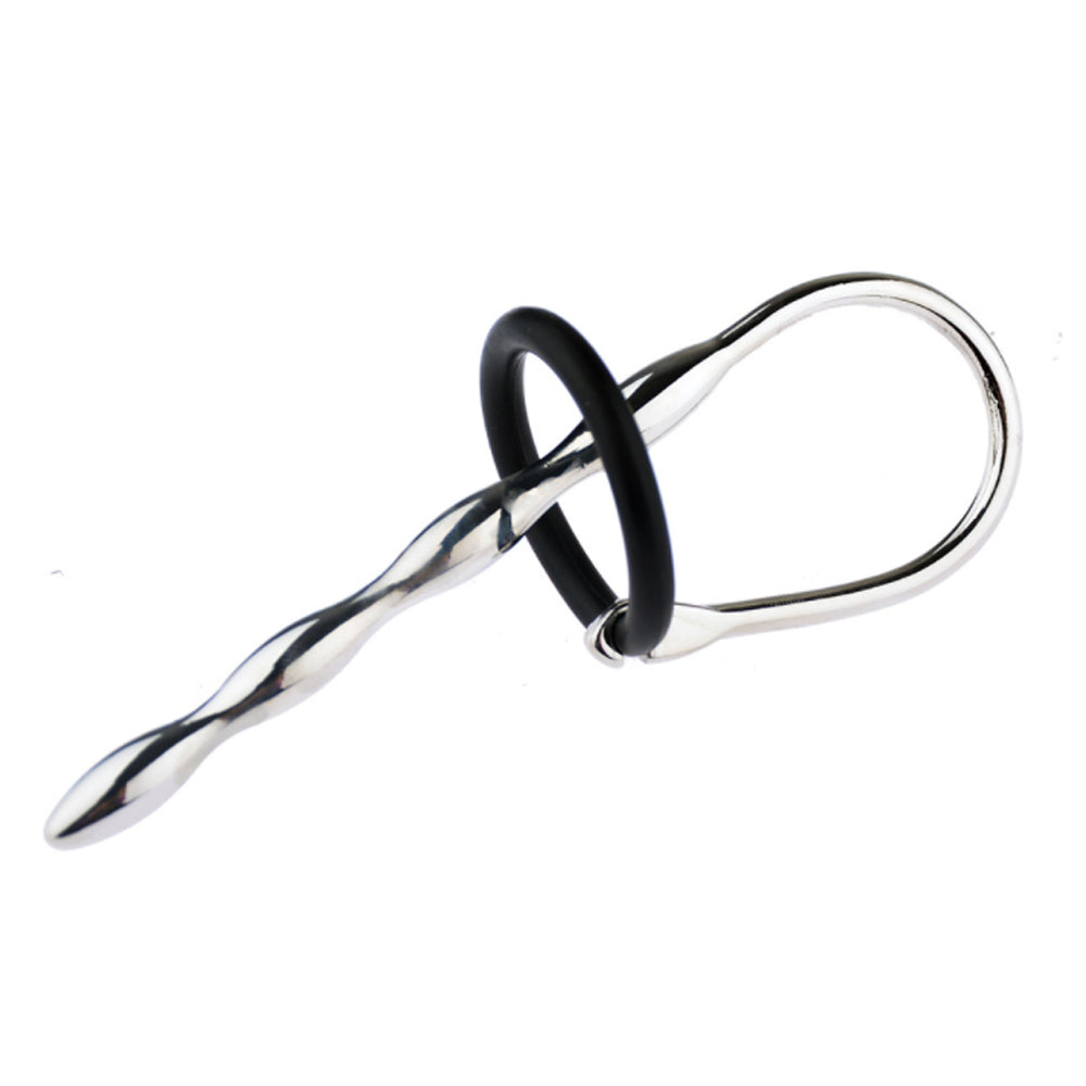 Stainless Steel Penis Plug with Silicone Rings Style D honeypleasures Stainless Steel Penis Plug with Silicone Rings Style D honeypleasures