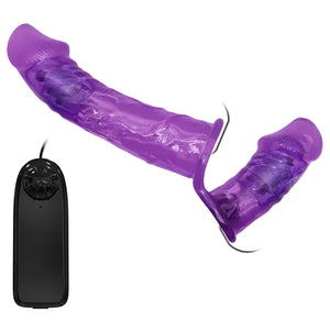 Reastic Vibrating Dual Penis Strap-On, 6.75 inch