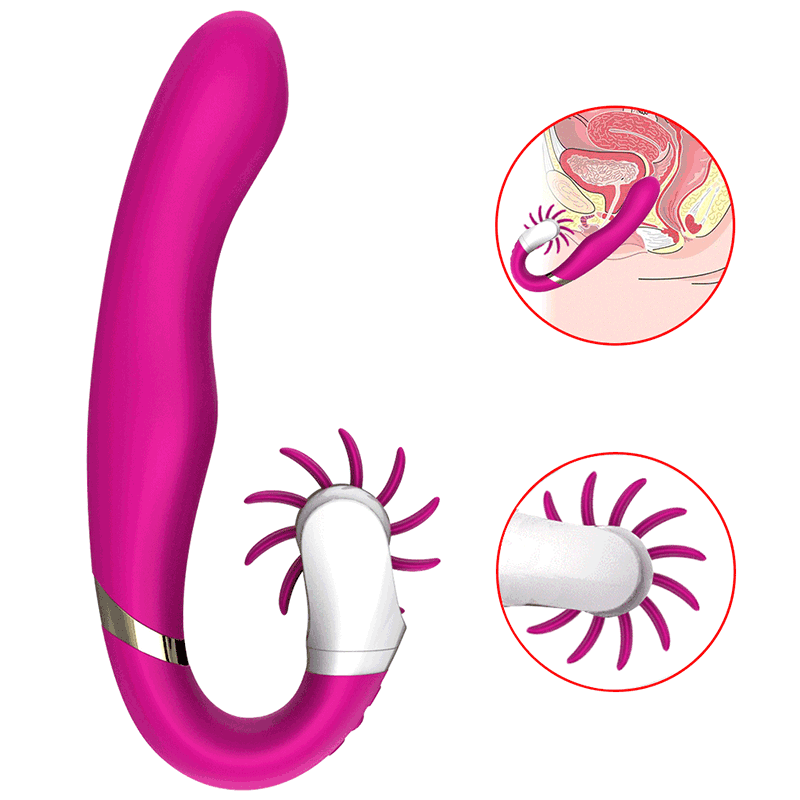 Rechargeable Silicone A-Spot Vibrator with G-Spot Tapping & Rotating Clitoral Stimulator, 12 Function