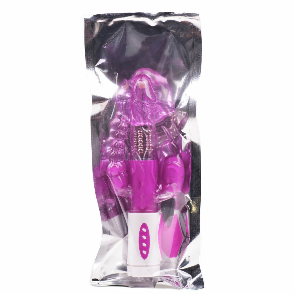 Thrusting Triple Stimulating Rabbit Vibrator with Beaded Anal Plug & Rabbit Clitoral Stimulator