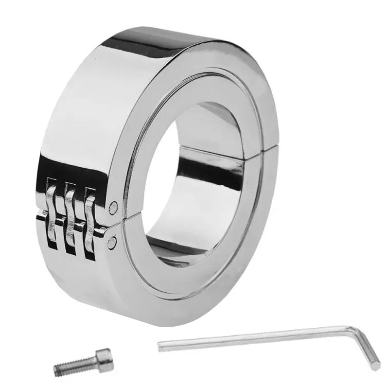 Stainless Steel Locking Hinged Balls / Penis Ring