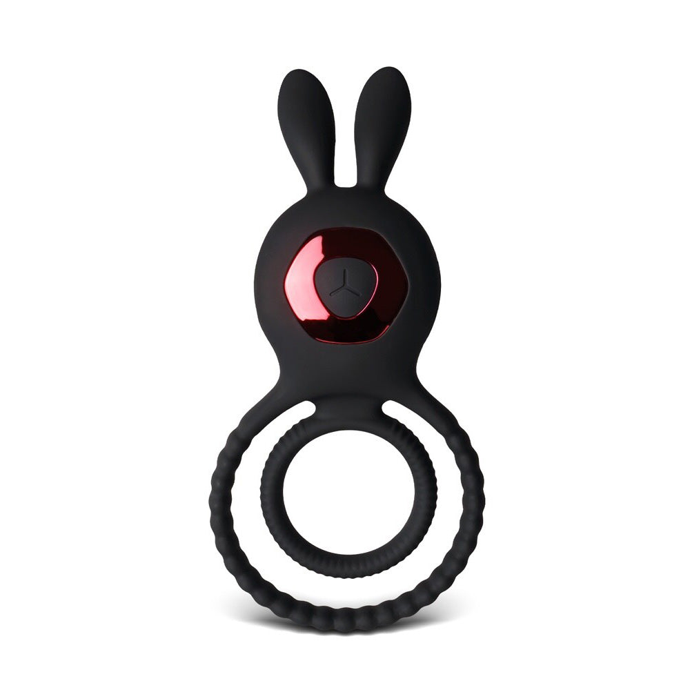 Rechargeable Silicone Vibrating Double Rabbit Cock Ring 10 Function