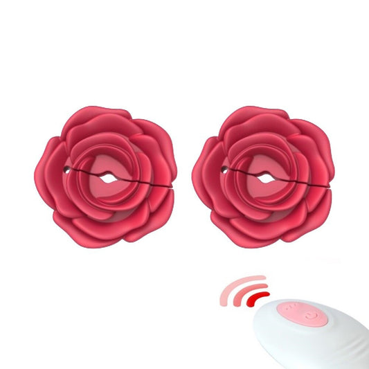 Remote Control Rechargeable Silicone Rose Vibrating Nipple Clamps 10 Function
