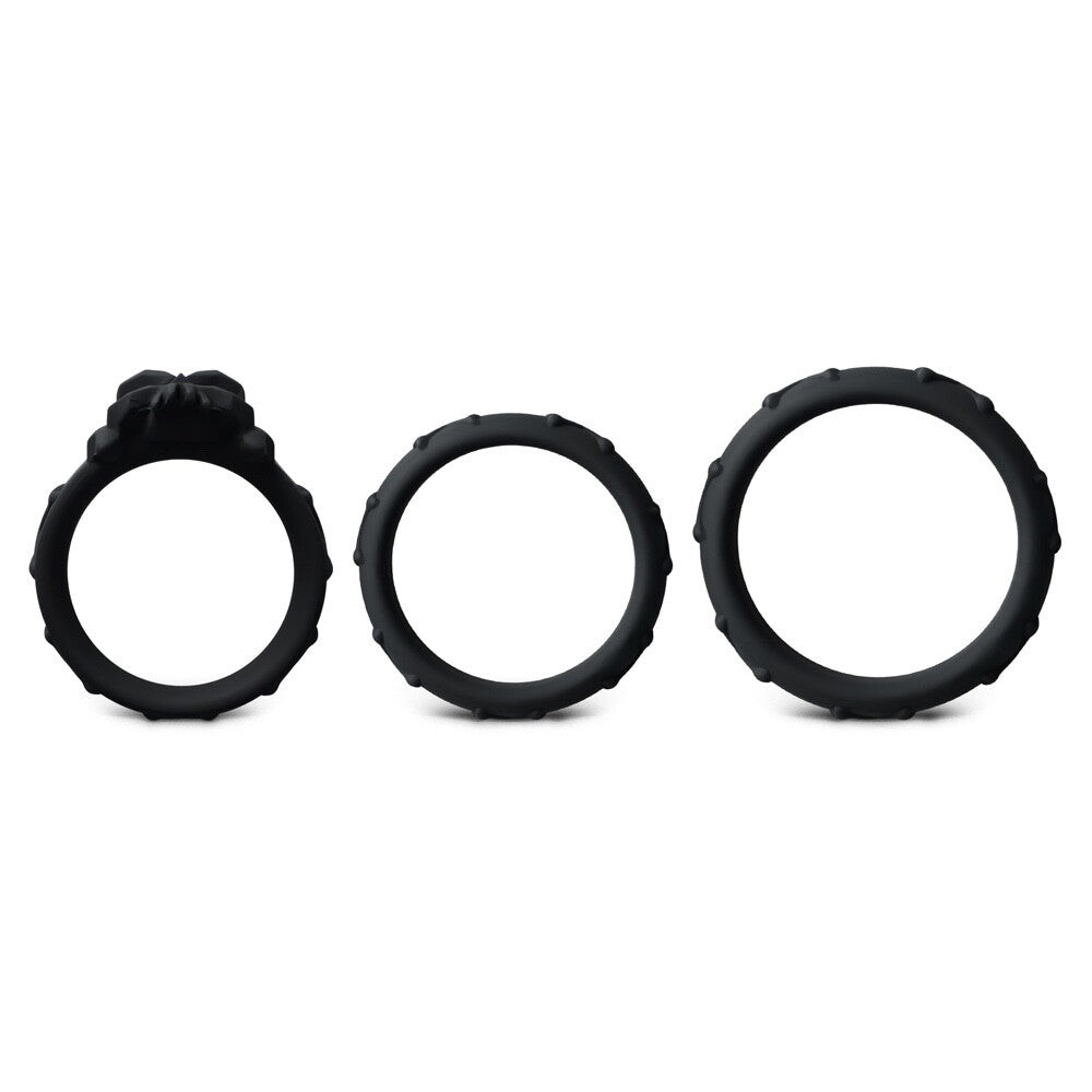 Skull and Crossbones Silicone Triple Penis Ring Set (3 Piece)