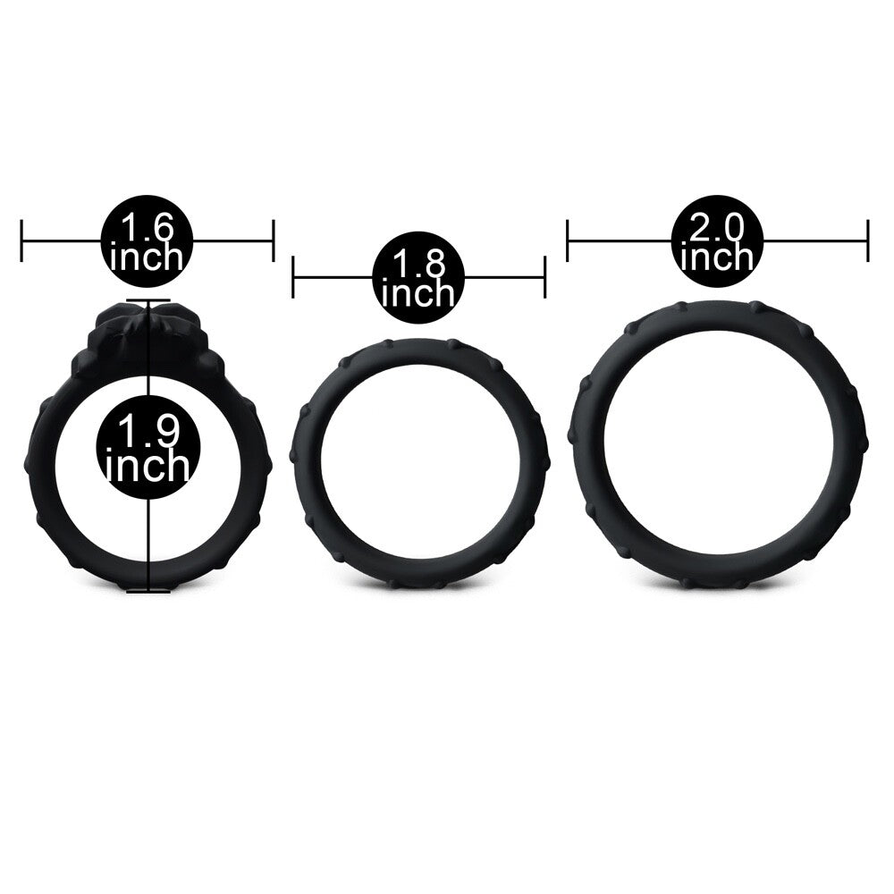 Skull and Crossbones Silicone Triple Penis Ring Set (3 Piece)