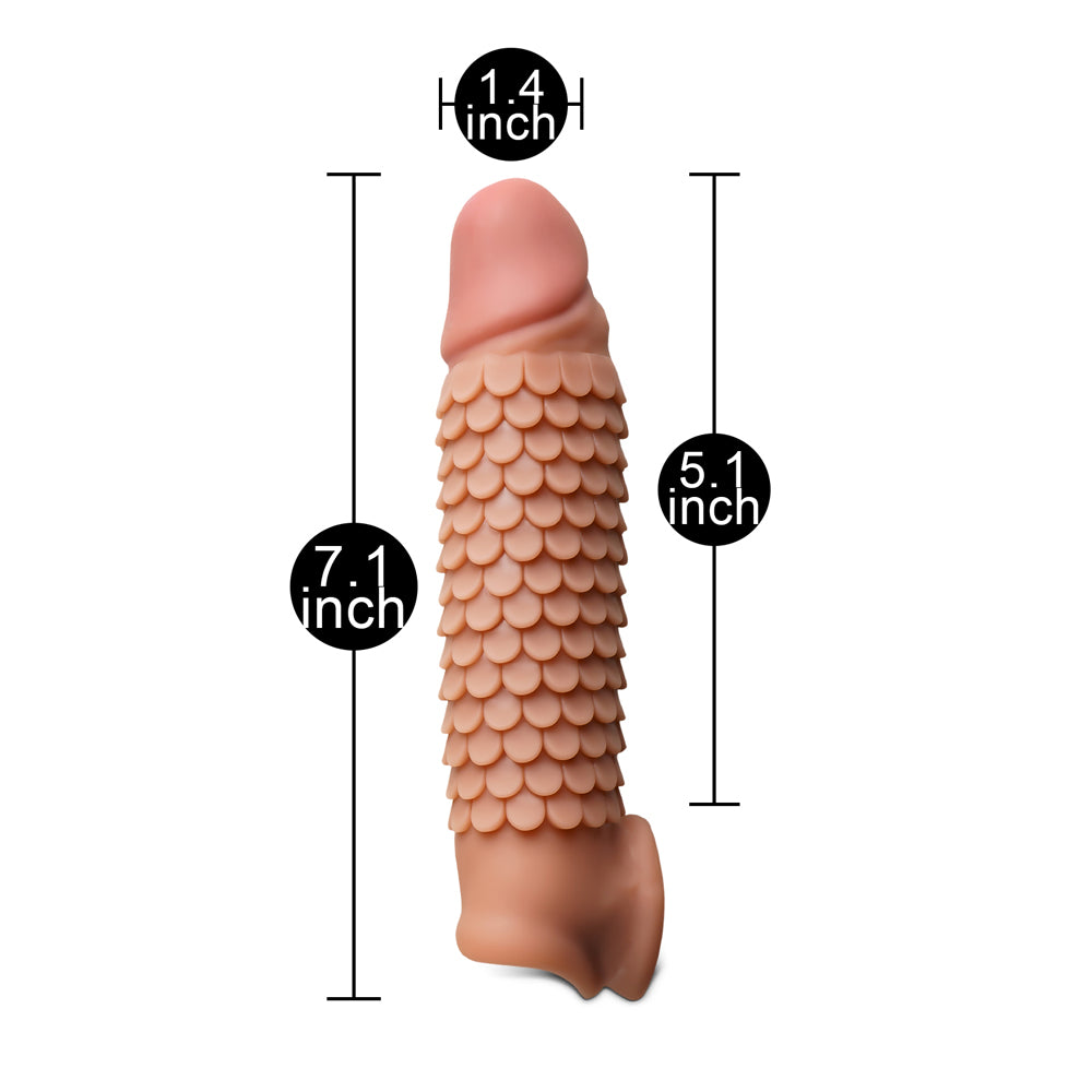 Extra 1 inch Scales Textured Penis Extender with Ball Loop 7 inch