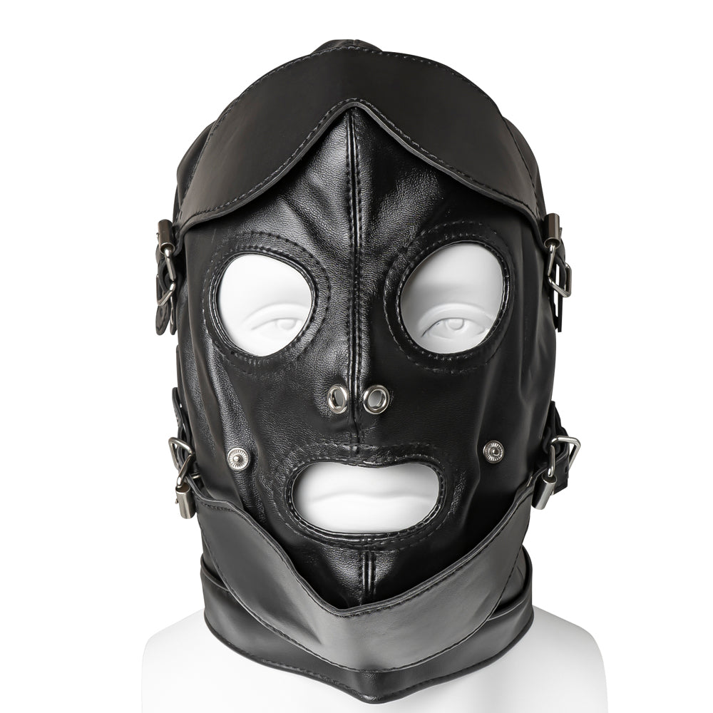 Bondage Hood Mask with Blindfold & Ball Gag (Detachable Eye Mask, Mouth Piece & Mouth Gag)