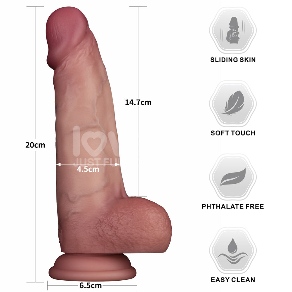 Lovetoy Sliding Skin Pro II Dual Layer Dildo 8 inch