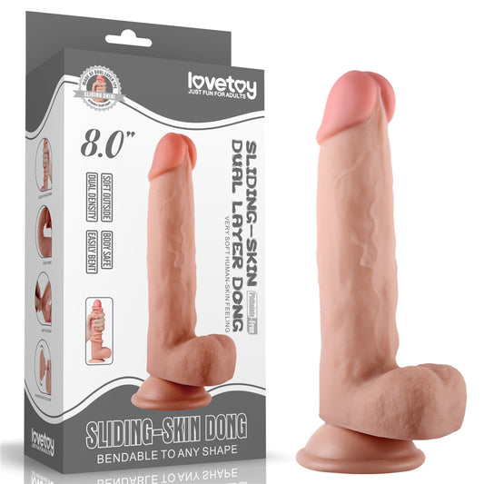 Lovetoy Sliding Skin Dual Layer Dildo 8 inch