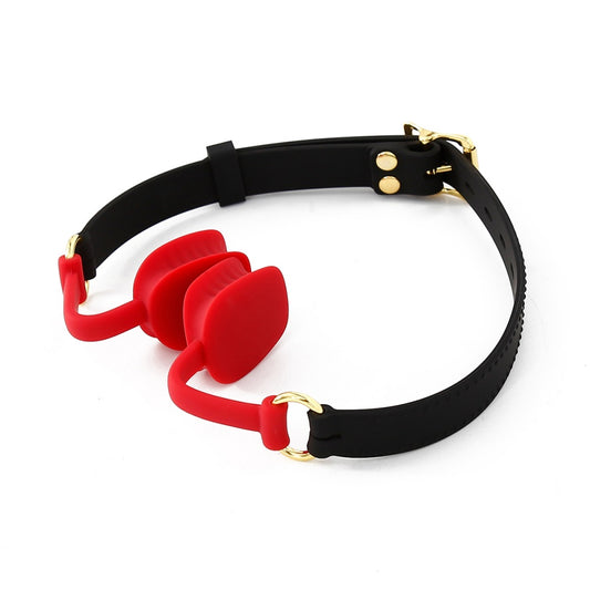 Lockable Silicone Open Mouth Gag with Split Mouth Block Plug