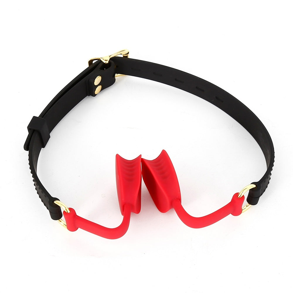 Lockable Silicone Open Mouth Gag with Split Mouth Block Plug