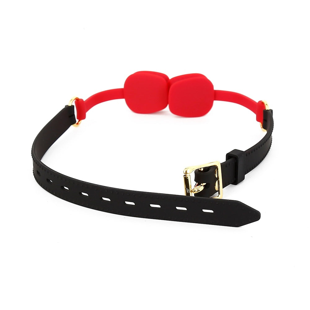 Lockable Silicone Open Mouth Gag with Split Mouth Block Plug