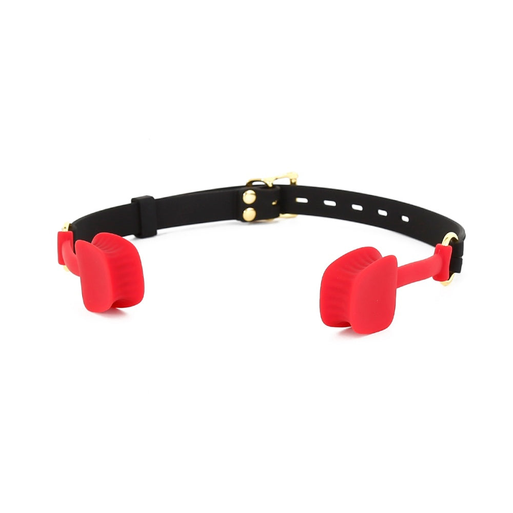 Lockable Silicone Open Mouth Gag with Split Mouth Block Plug