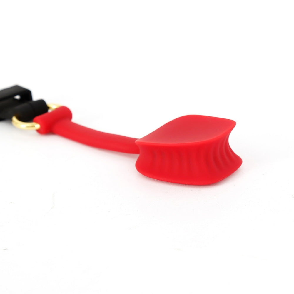 Lockable Silicone Open Mouth Gag with Split Mouth Block Plug