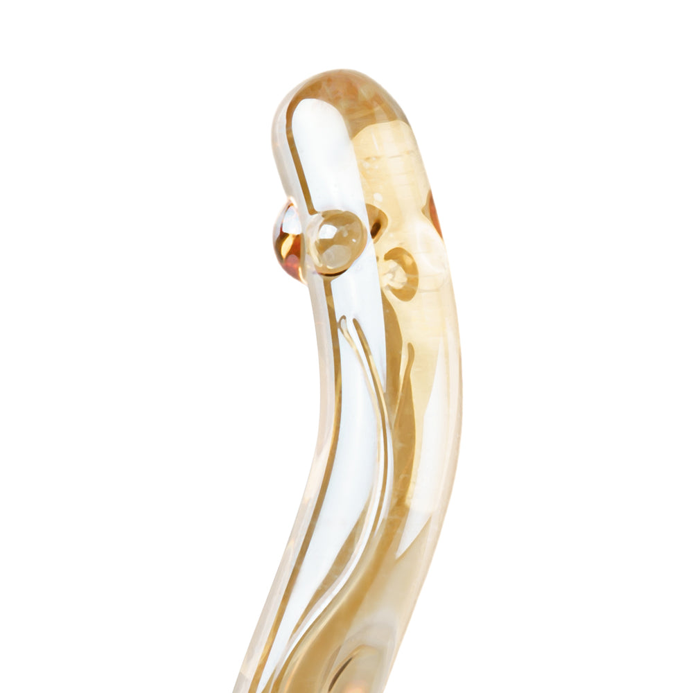 Gold Dragon Vibrating Glass Dildo 5 inch