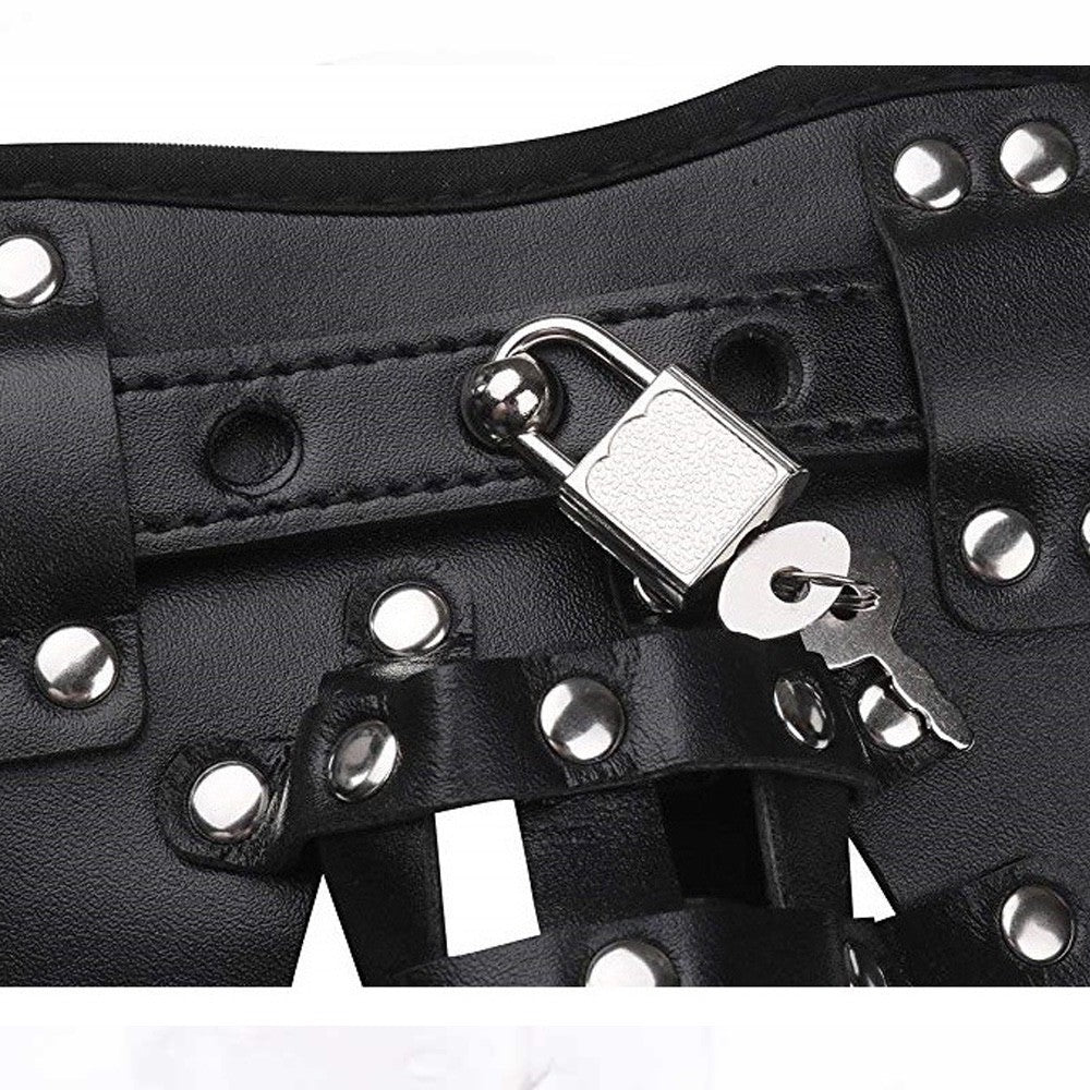Faux Leather Net Jock Strap Male Chastity Belt