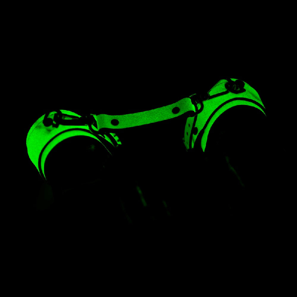 Glow in the Dark Faux Leather Wrist Cuffs with Gold Hardware