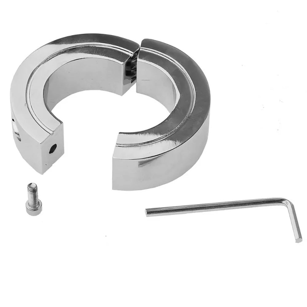 Stainless Steel Locking Hinged Balls / Penis Ring