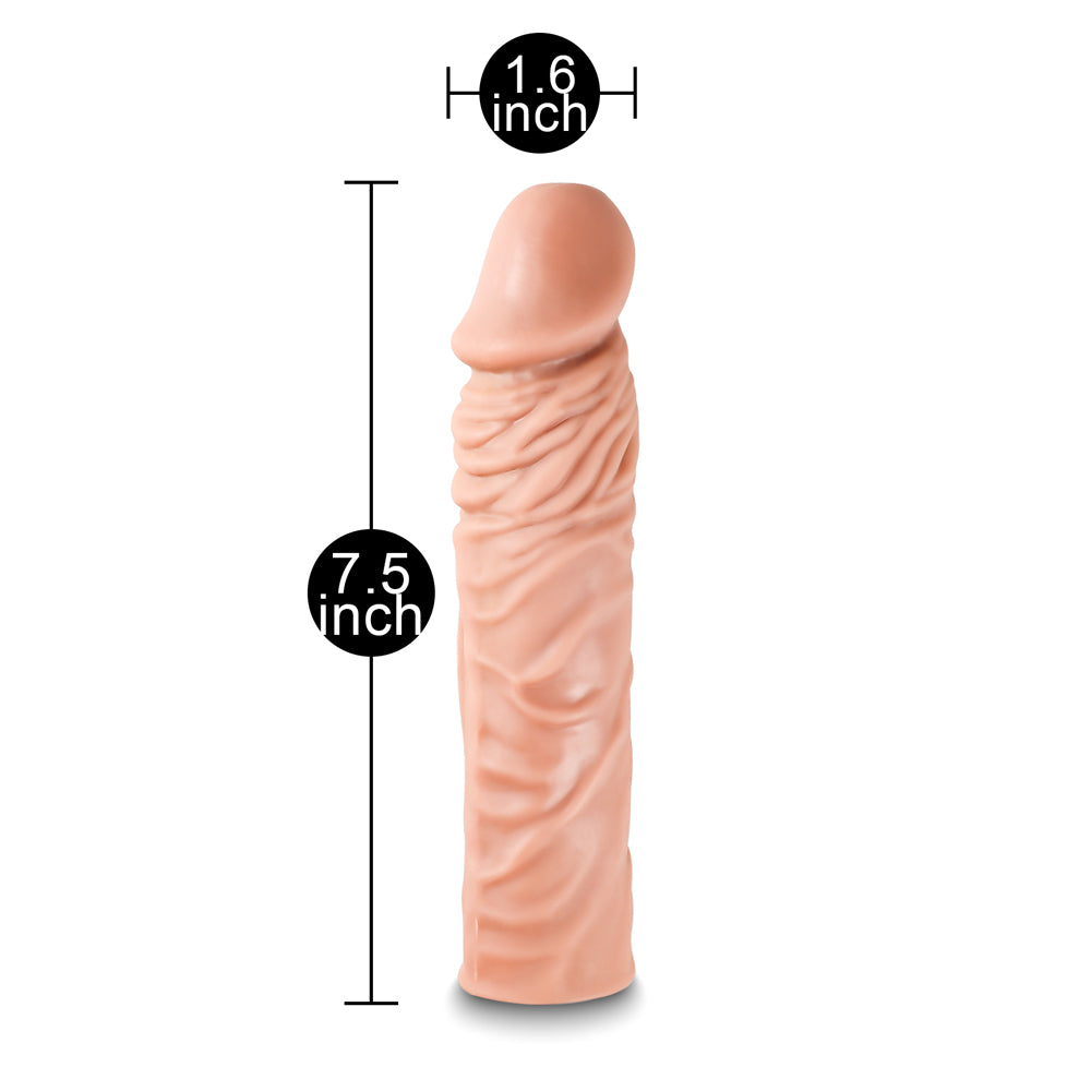 Extra 1.25 inch Realistic Veiny Penis Extender, 7.5 inch