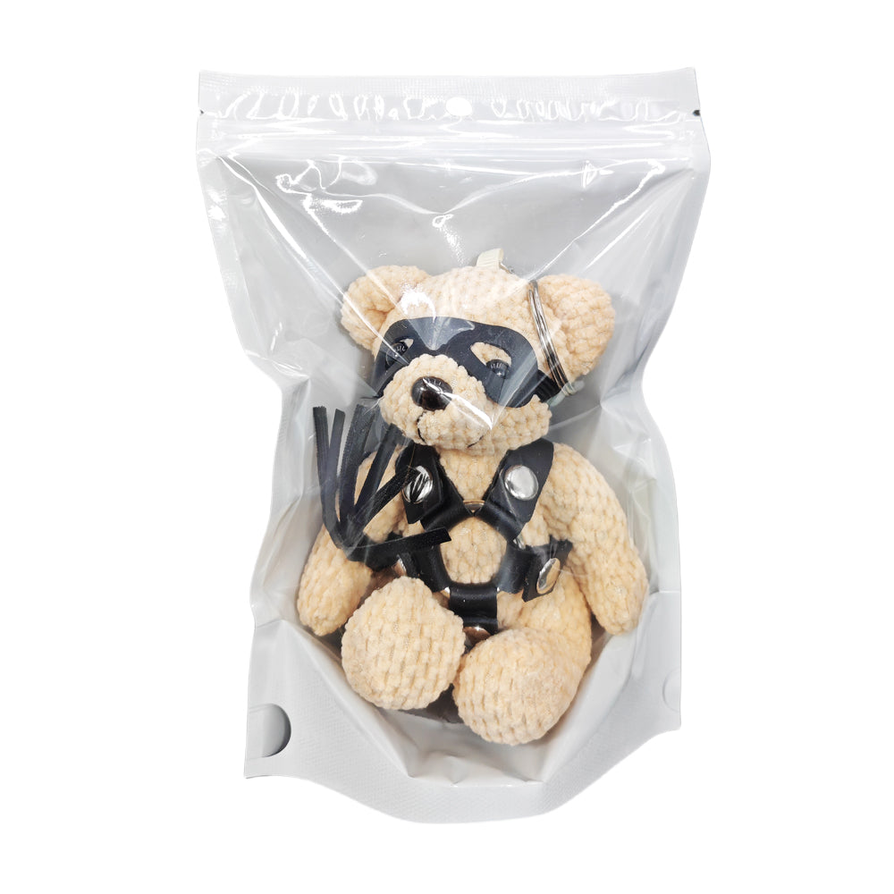Bondage Teddy Bear Keychain with Black Harness & Eye Mask