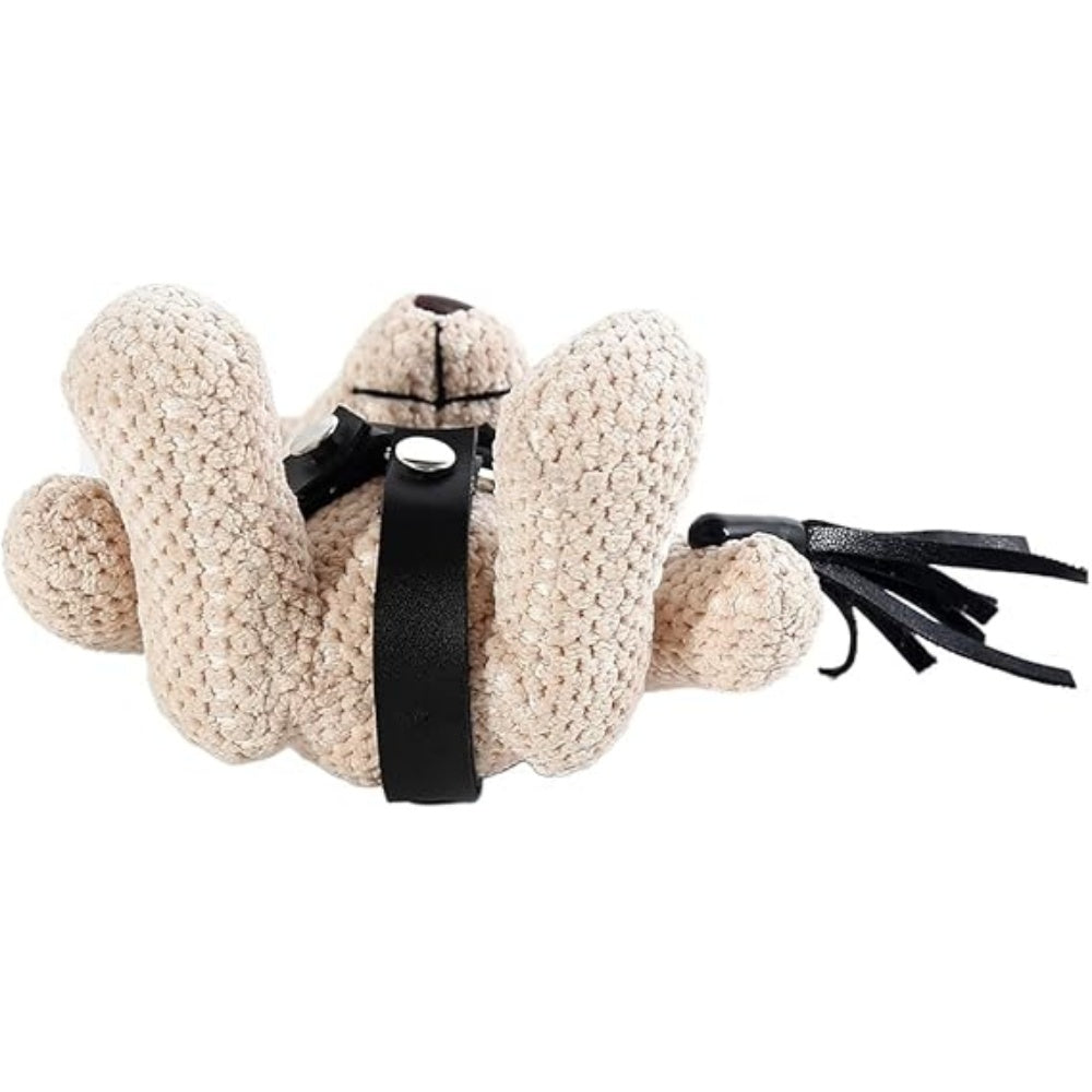 Bondage Teddy Bear Keychain with Black Harness & Eye Mask