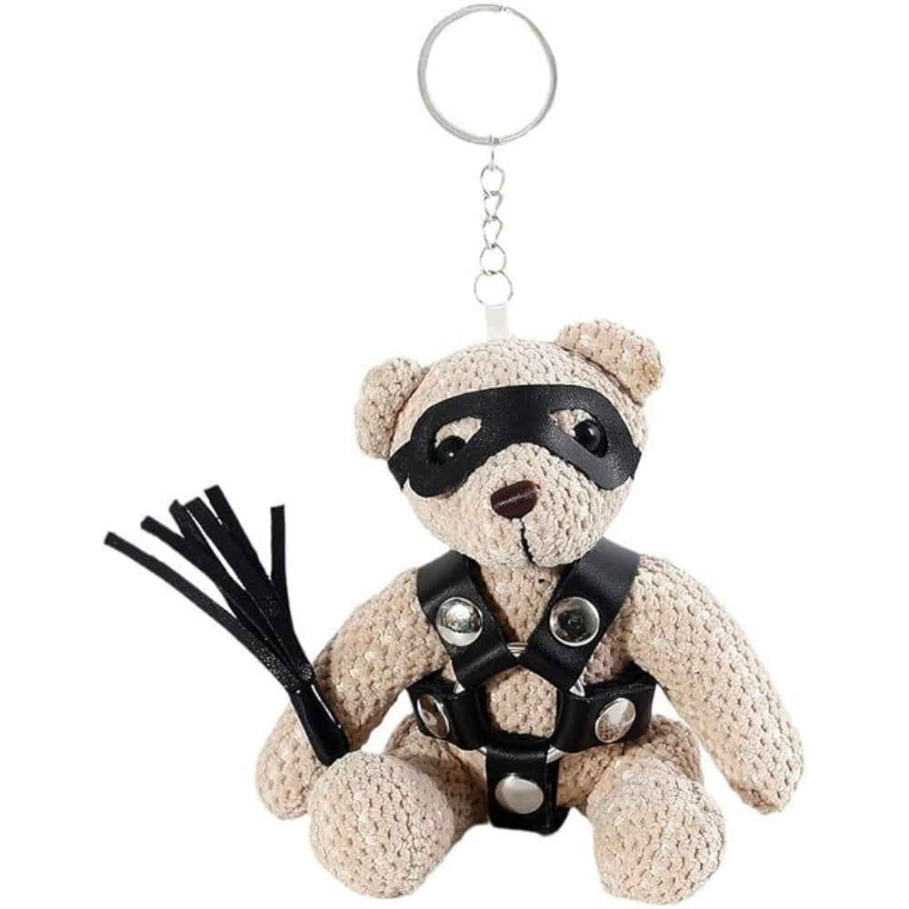 Bondage Teddy Bear Keychain with Black Harness & Eye Mask