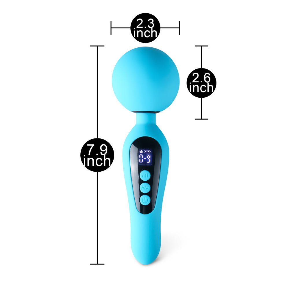 LED Display Rechargeable Warming Massage Wand Vibrator, 17 Function
