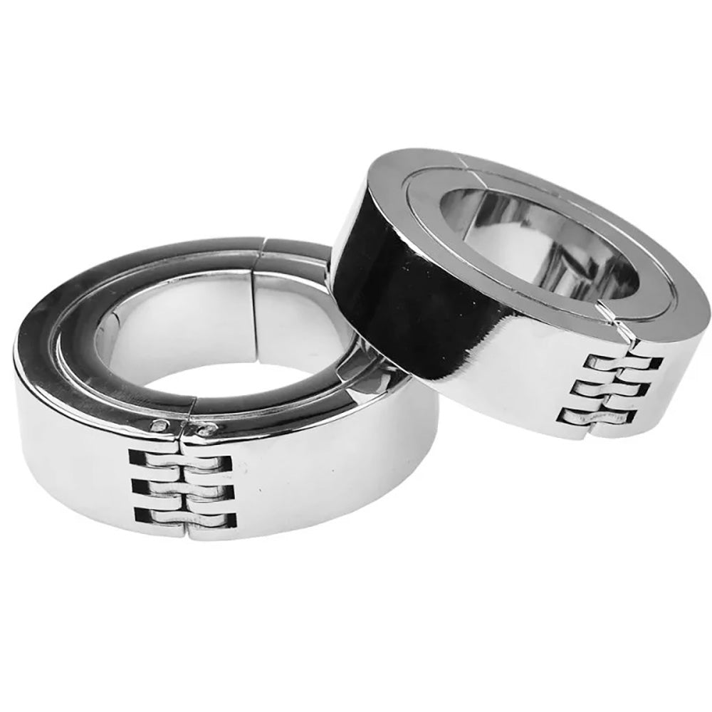 Stainless Steel Locking Hinged Balls / Penis Ring