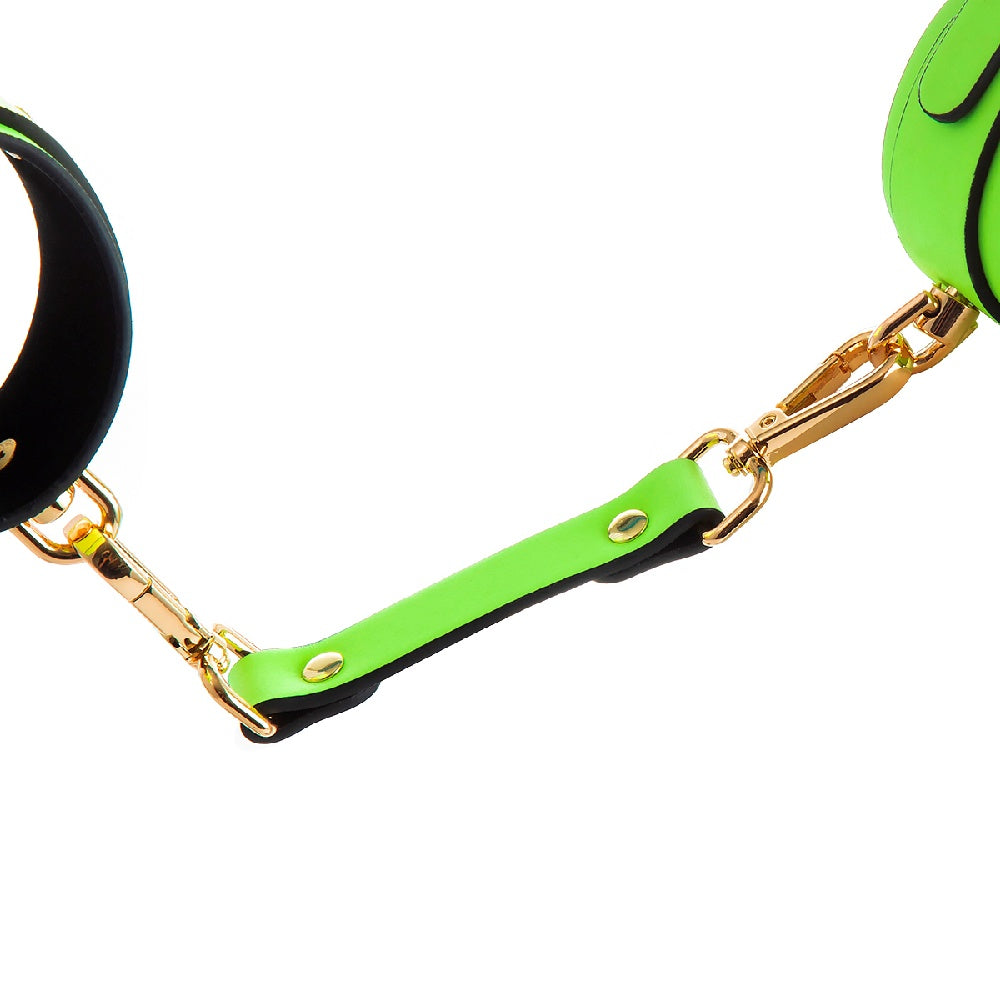 Glow in the Dark Faux Leather Wrist Cuffs with Gold Hardware