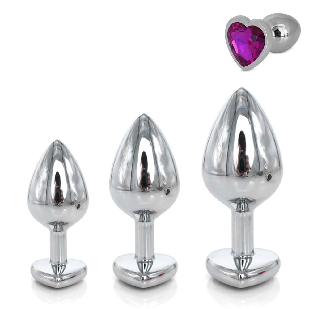 Metallic Heart Shaped Butt Plug with Diamond