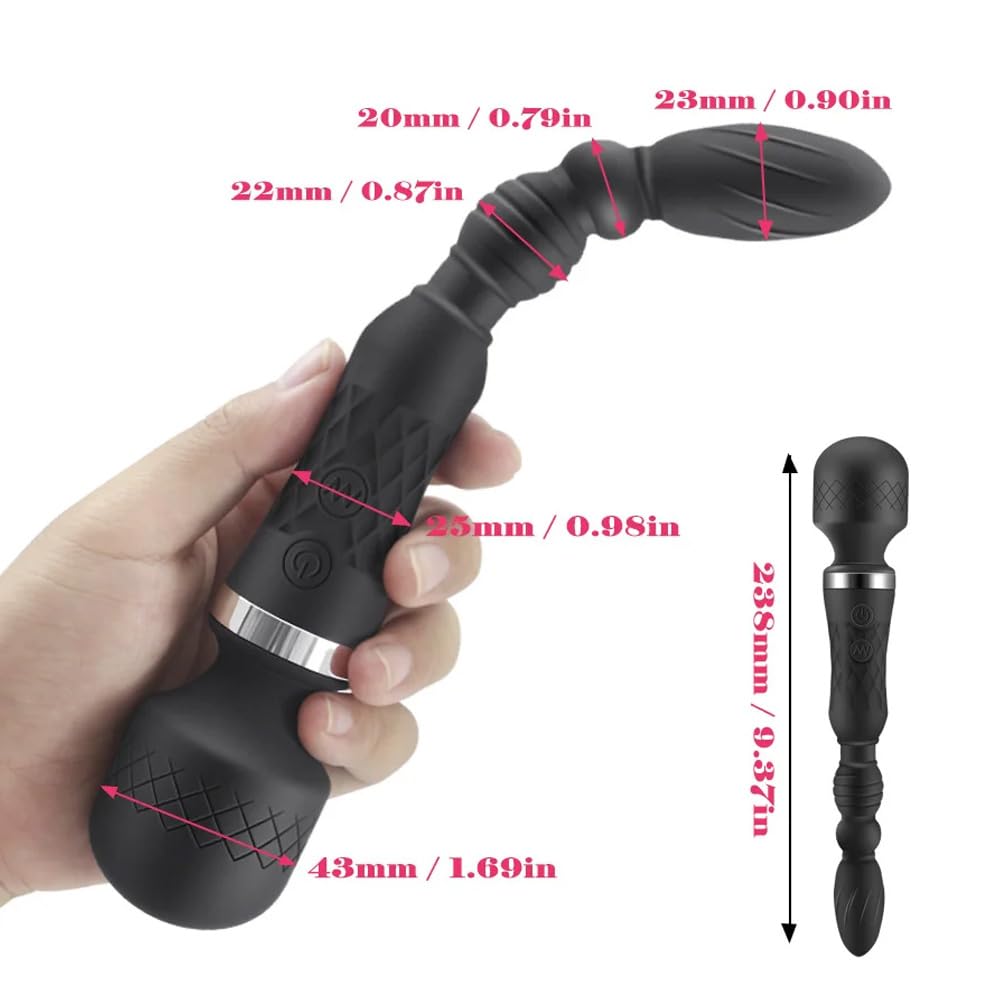 Double Head Massage Wand Vibrator and Anal Plug, 10 Function