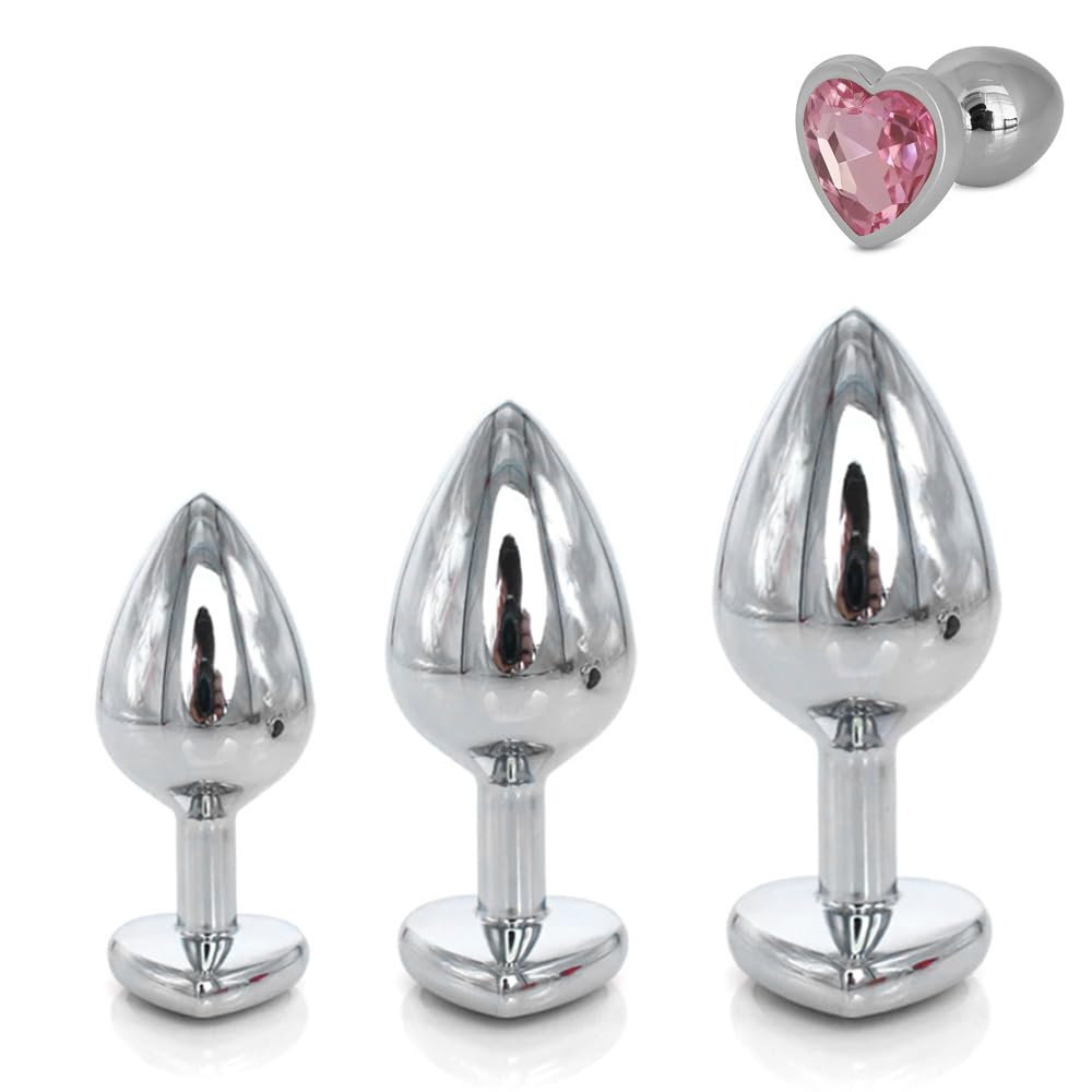 Metallic Heart Shaped Butt Plug with Diamond