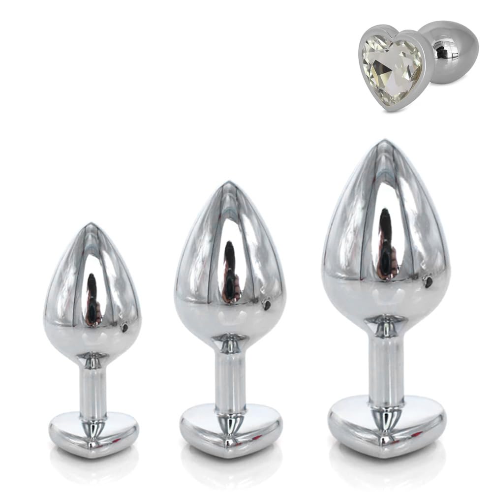 Metallic Heart Shaped Butt Plug with Diamond