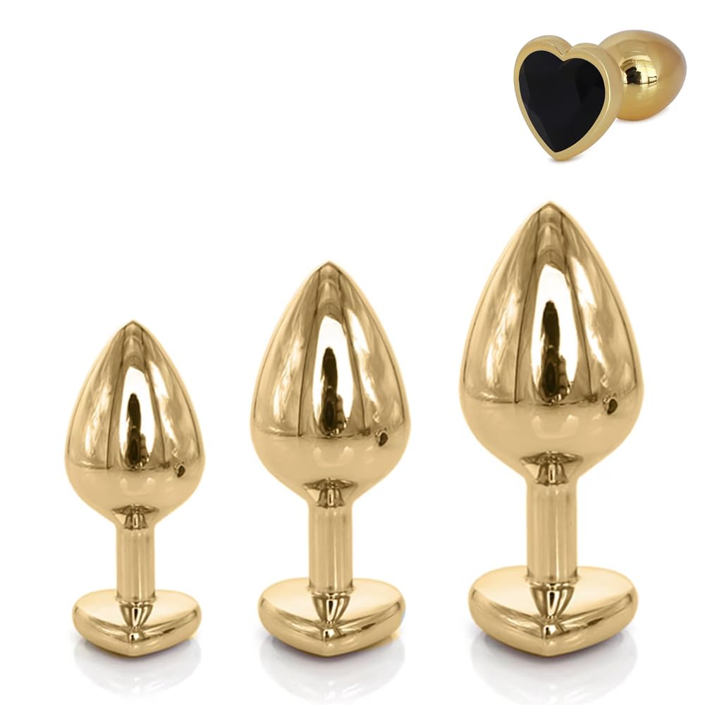 Metallic Gold Heart Shaped Butt Plug with Diamond