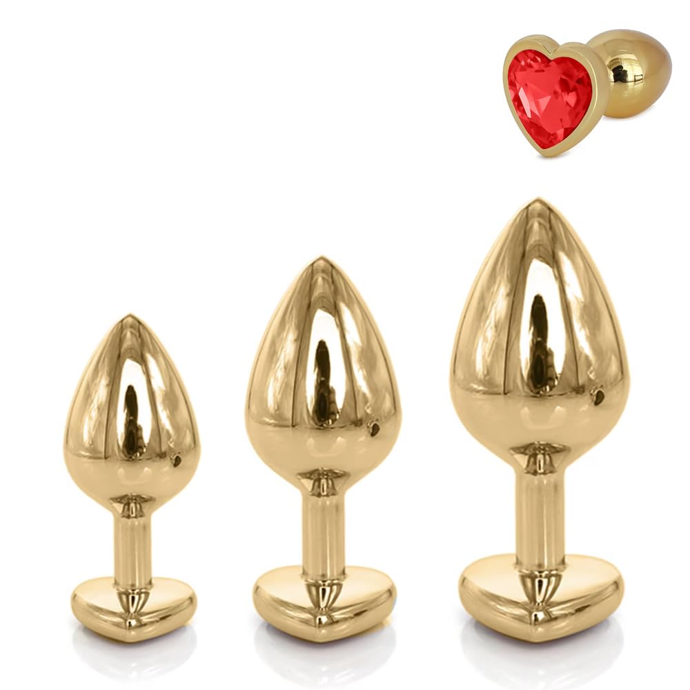 Metallic Gold Heart Shaped Butt Plug with Diamond