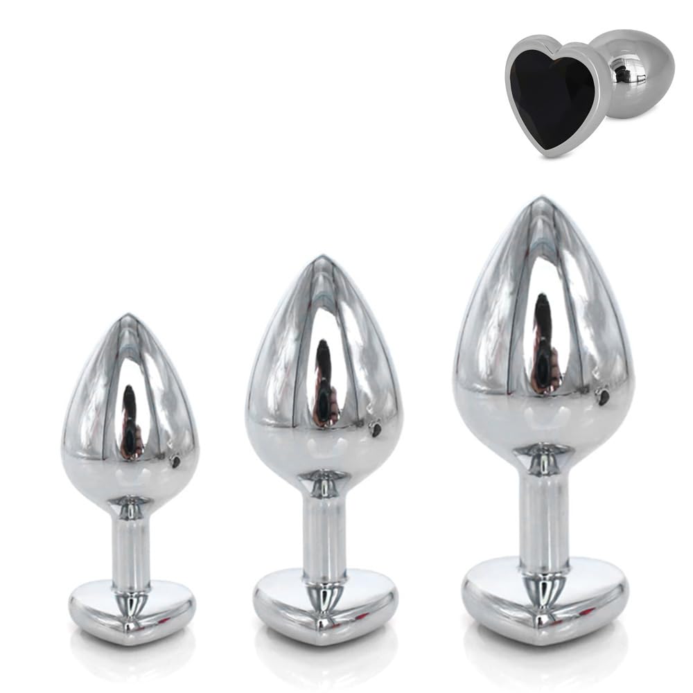 Metallic Heart Shaped Butt Plug with Diamond